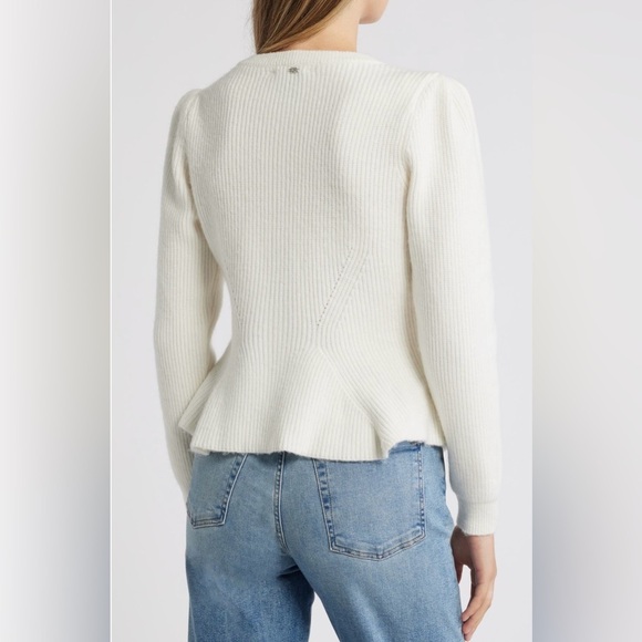 Sam Edelman Keegan Peplum Cardigan with Bedazzled button detail NWT XL Cream - Picture 4 of 15